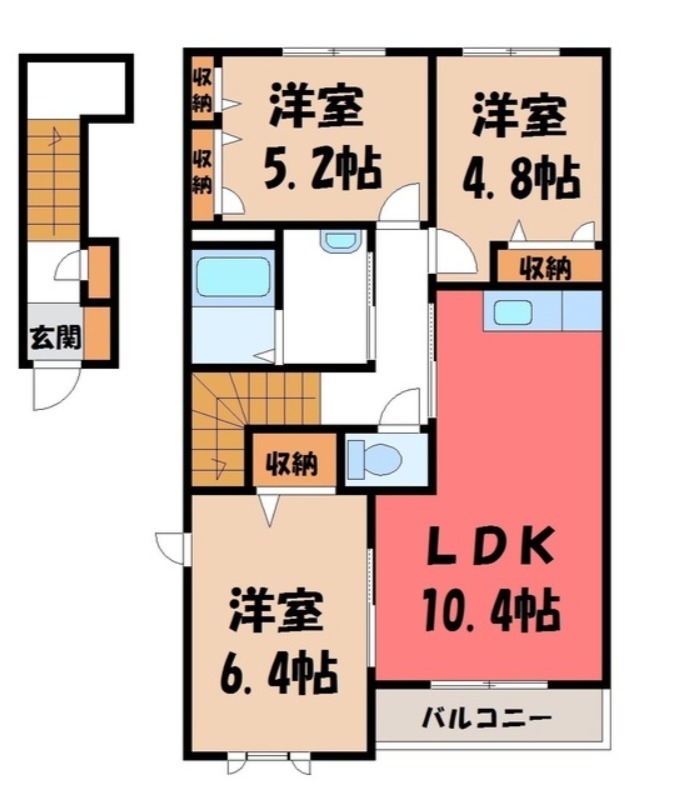 栃木市日ノ出町のアパートの間取り