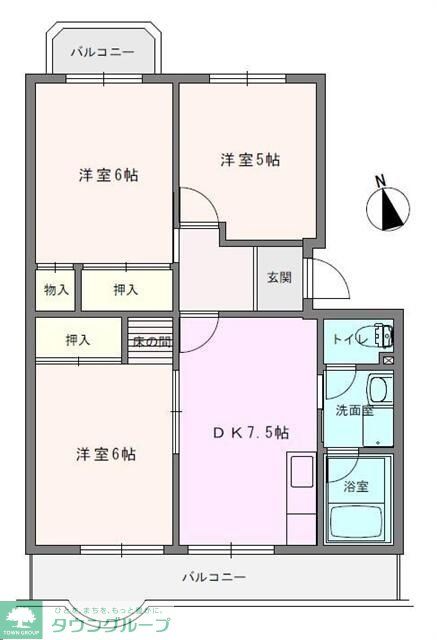 春日部市小渕のマンションの間取り