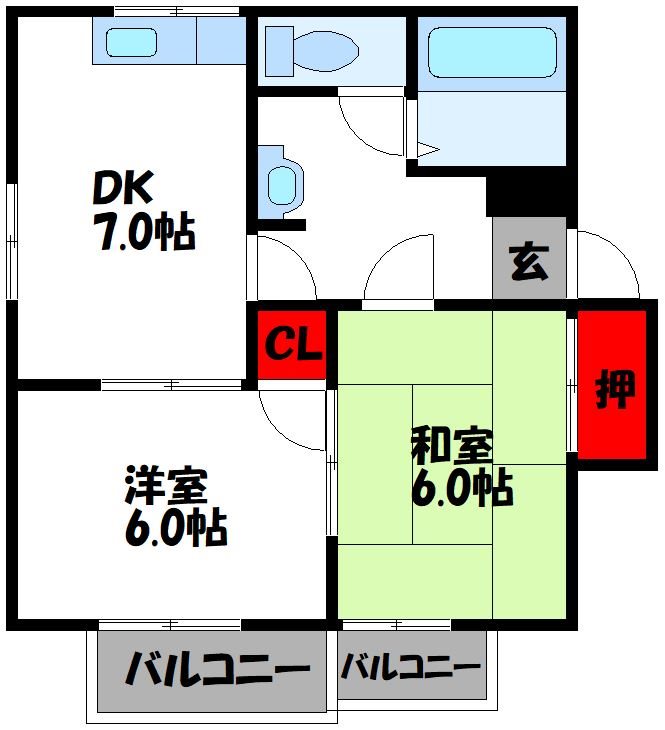 センダハイツハナセの間取り