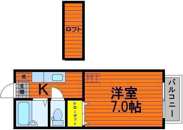 岡山市中区竹田のアパートの間取り