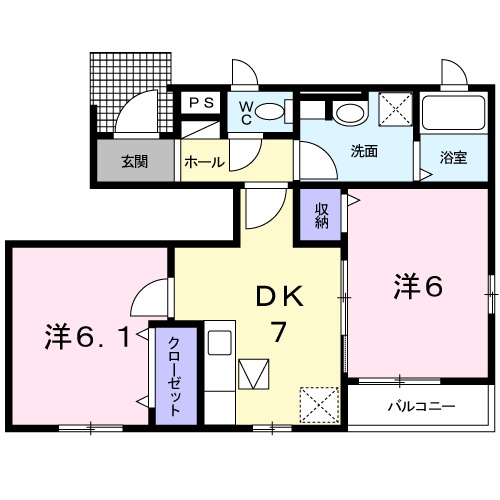 長浜市高月町落川のアパートの間取り