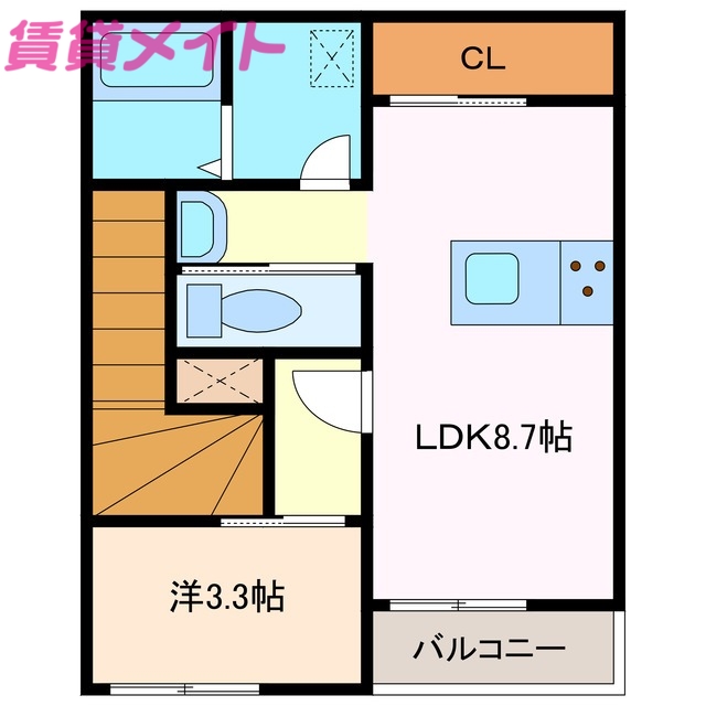 鈴鹿市神戸のアパートの間取り