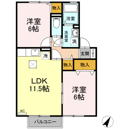 神奈川県相模原市南区西大沼２（アパート）の賃貸物件の間取り