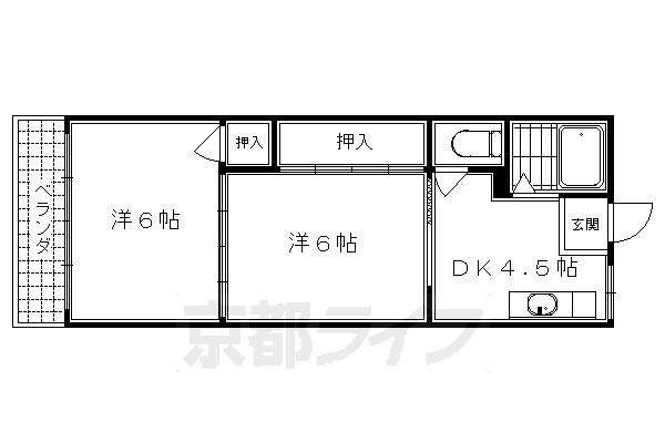 京阪本線 七条駅 徒歩4分 3階建 築41年の間取り写真