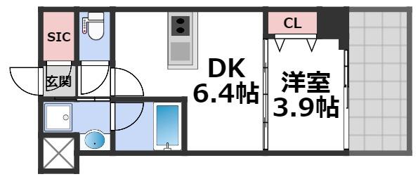 地下鉄千日前線 今里駅 徒歩2分 10階建 築3年の間取り写真