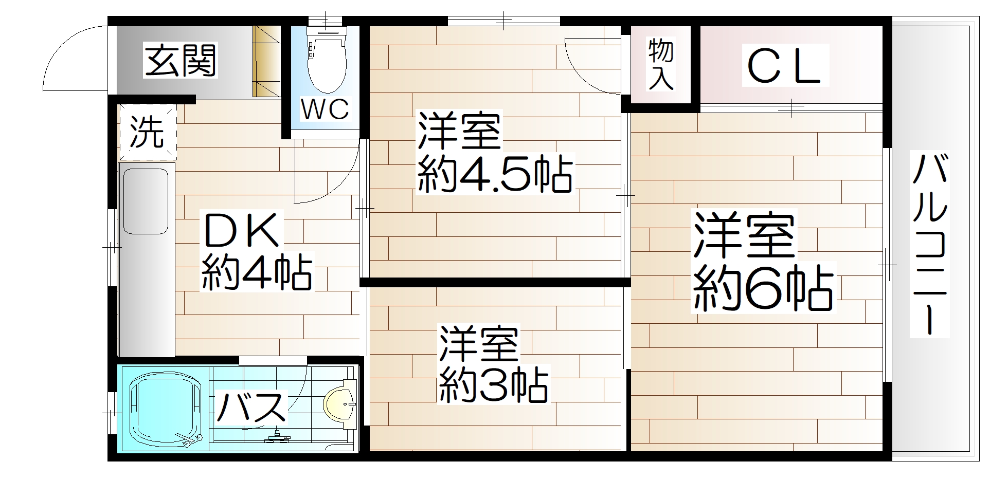 神戸市須磨区白川のアパートの間取り