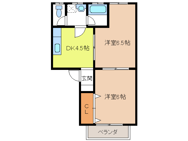 津市高茶屋のアパートの間取り