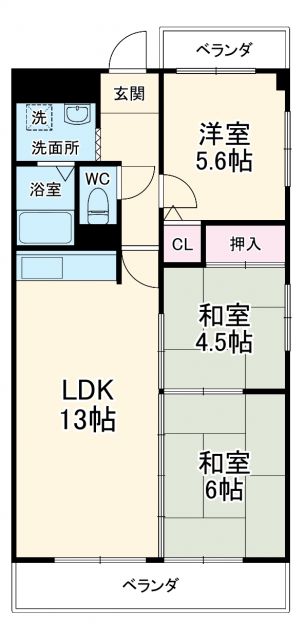 羽島郡岐南町野中のマンションの間取り