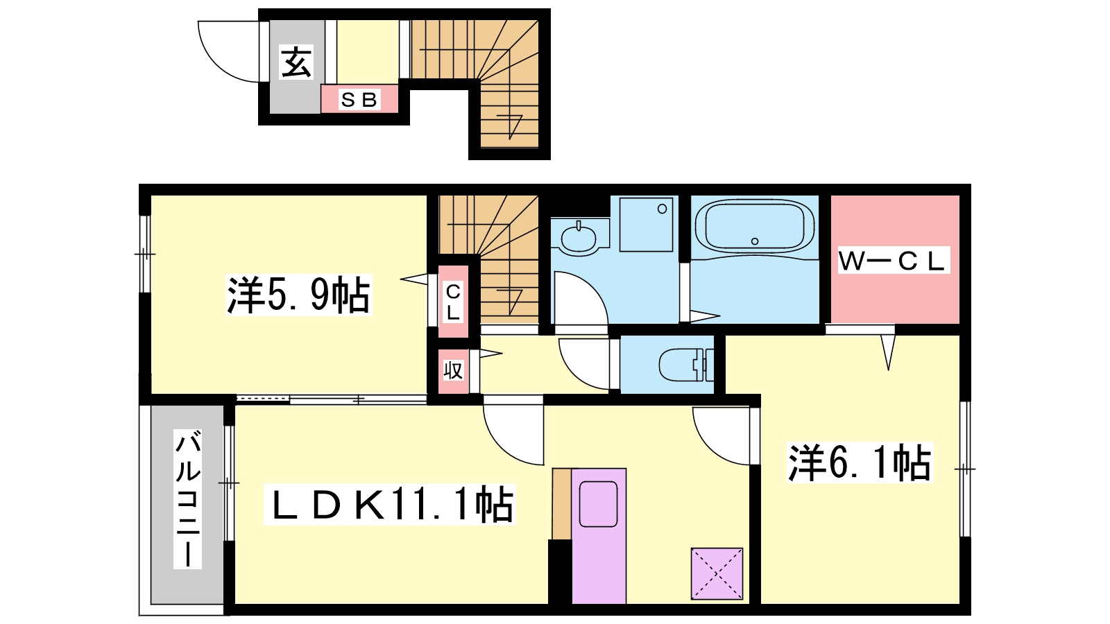 赤穂郡上郡町上郡のアパートの間取り