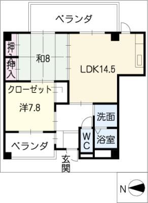 タウン唐山Ｆ棟の間取り