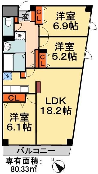 千葉市若葉区若松町のマンションの間取り