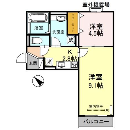 京都市伏見区横大路畑中町のアパートの間取り