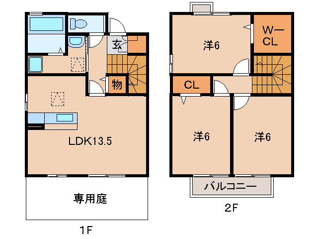 ローズコート名草 B棟の間取り