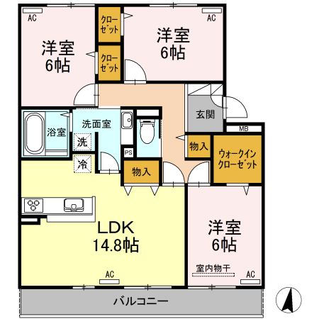 D-room桜町　A棟の間取り