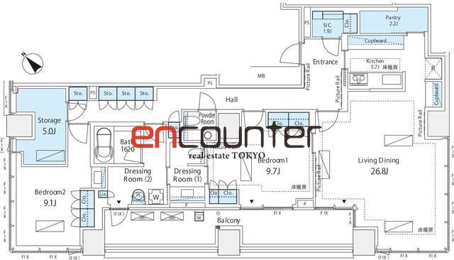 港区虎ノ門のマンションの間取り