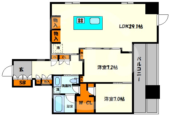 大阪市中央区西心斎橋のマンションの間取り