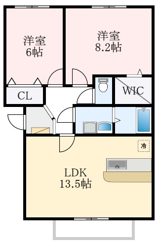 【堺市中区深井水池町のアパートの間取り】