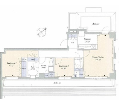 港区赤坂のマンションの間取り