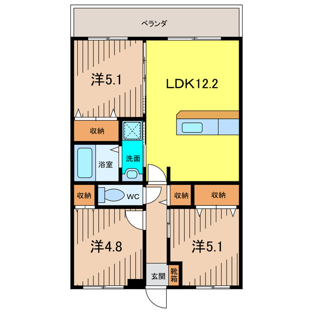 沖縄市池原のマンションの間取り