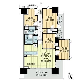 大田区矢口のマンションの間取り