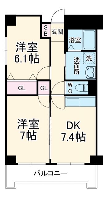 千葉市稲毛区稲毛東のマンションの間取り