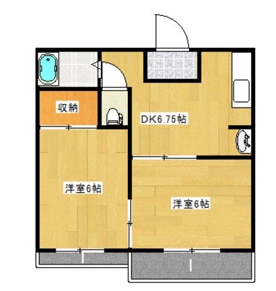 熊本市北区武蔵ケ丘のアパートの間取り