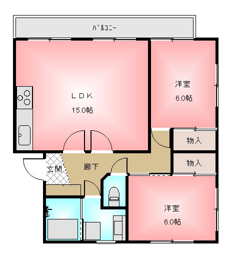 仙台市若林区大和町のマンションの間取り