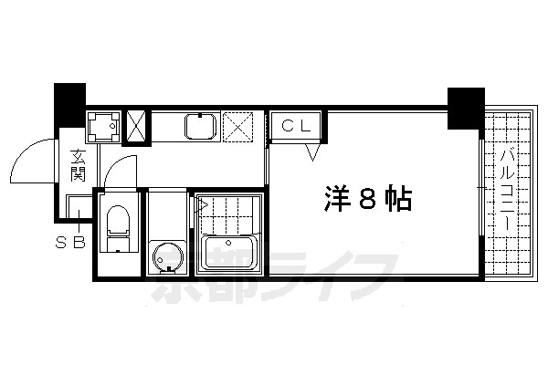 京都市中京区西大文字町のマンションの間取り