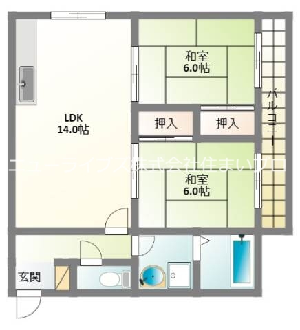 門真市朝日町のマンションの間取り