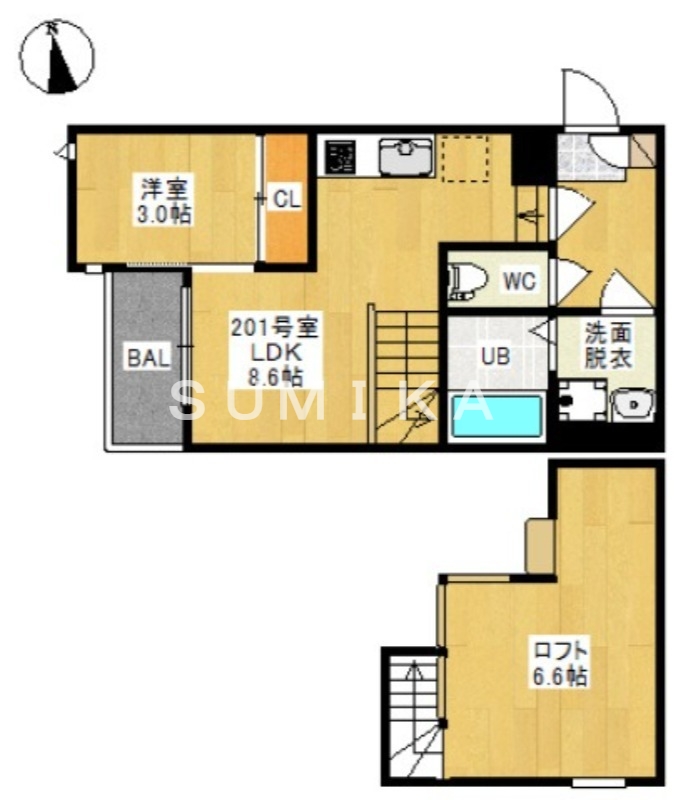 グランティック 若葉町の間取り