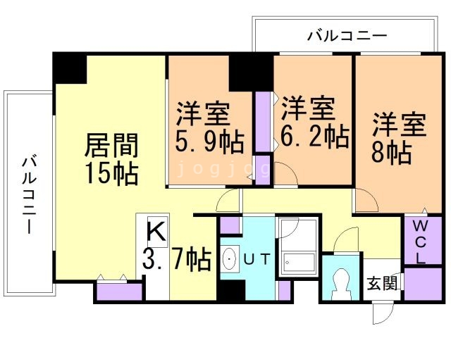 札幌市中央区南二条東のマンションの間取り