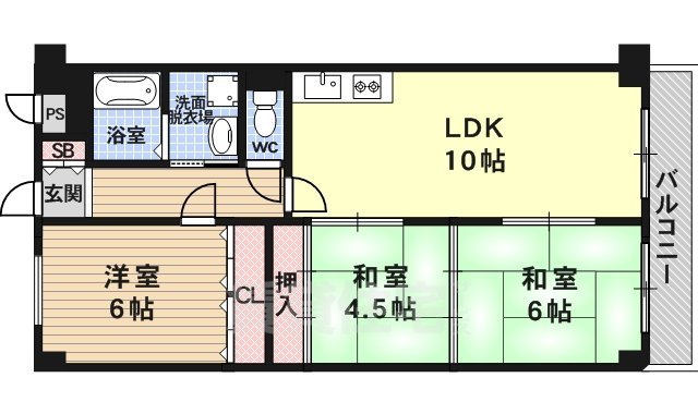 京都市南区久世中久世町３丁目のマンションの間取り