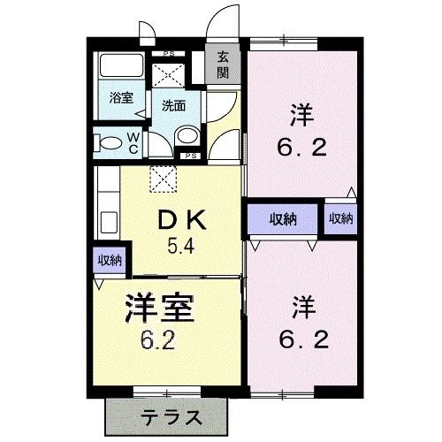 八女市蒲原のアパートの間取り