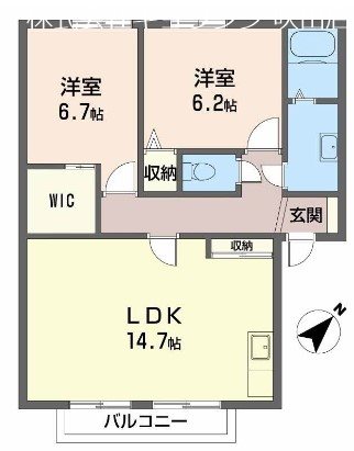 吹田市岸部北のアパートの間取り