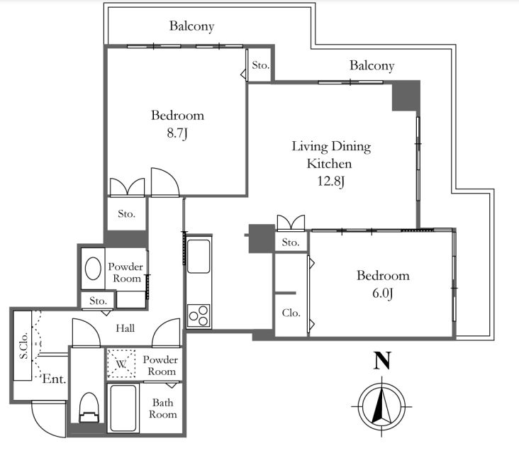 中央区佃のマンションの間取り