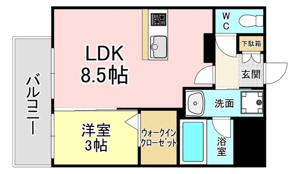 北九州市小倉北区古船場町のマンションの間取り