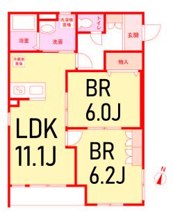 鎌倉市長谷のアパートの間取り