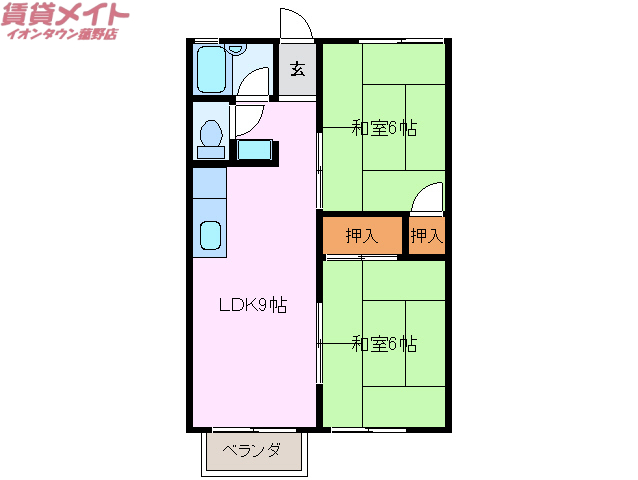 四日市市三滝台のアパートの間取り