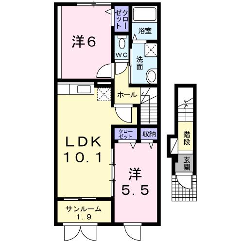 ＪＲ羽越本線 水原駅 徒歩8分 2階建 築16年の間取り写真