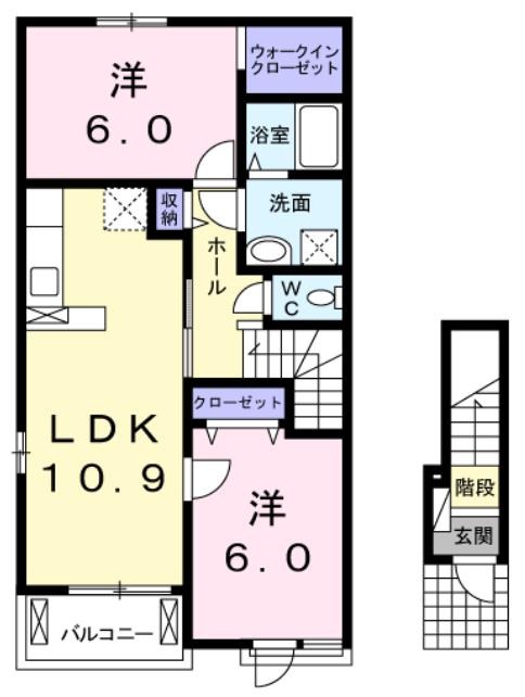 大竹市油見のアパートの間取り