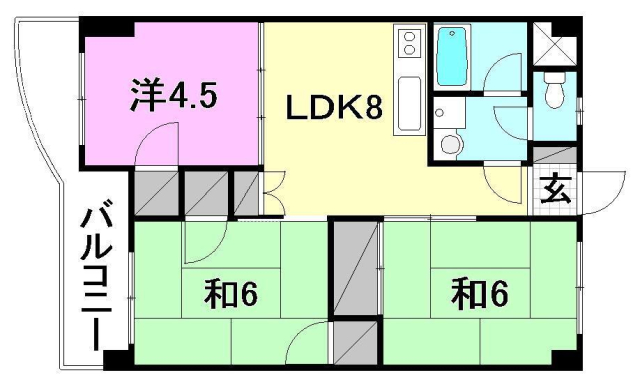 松山市福音寺町のマンションの間取り