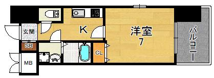 大阪市鶴見区鶴見のマンションの間取り