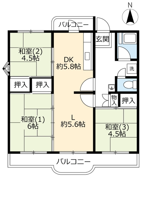 ＵＲ南新田の間取り