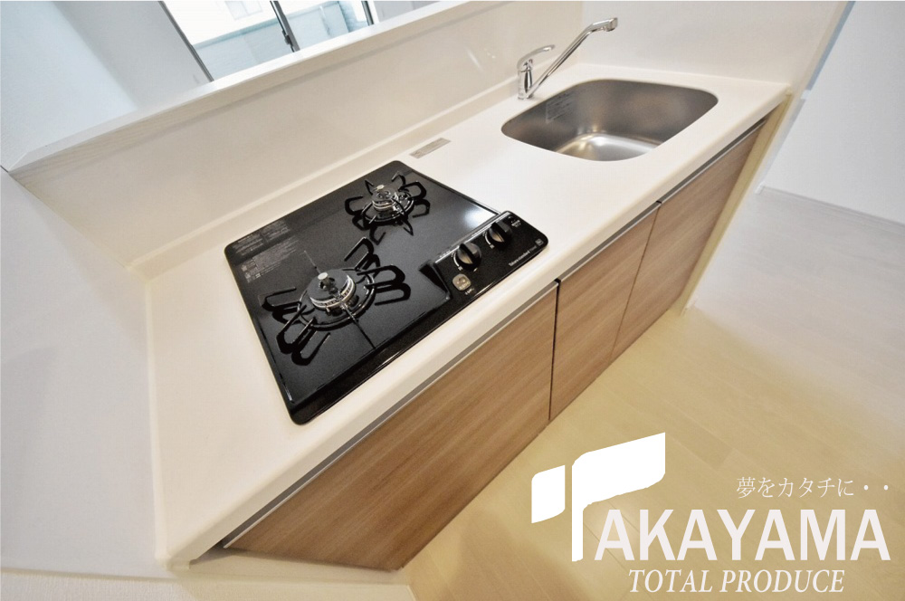 収納　キッチン、2口ガラストップコンロのシステムキッチン★