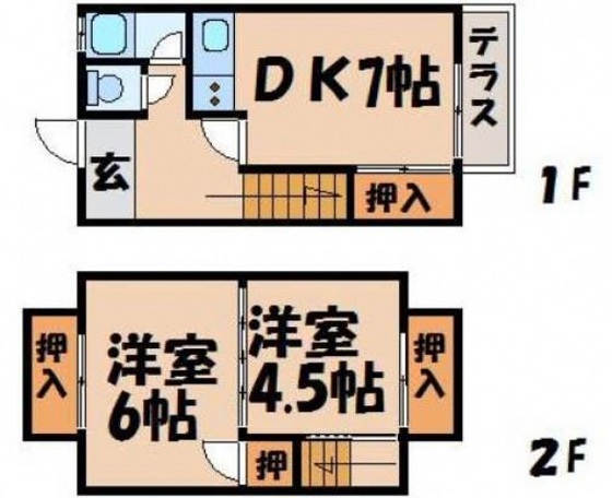 広島市南区東雲本町のアパートの間取り