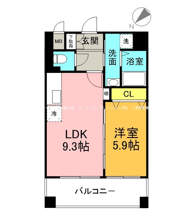 熊本市中央区新屋敷のマンションの間取り