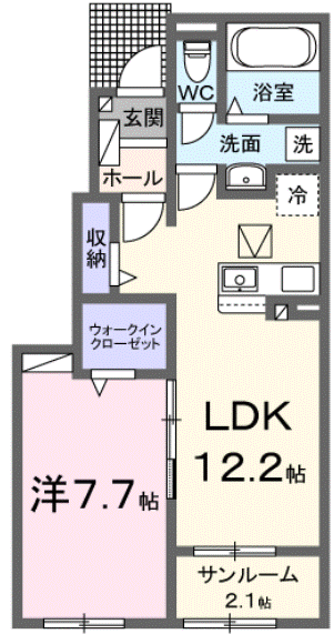 岡山市南区片岡のアパートの間取り