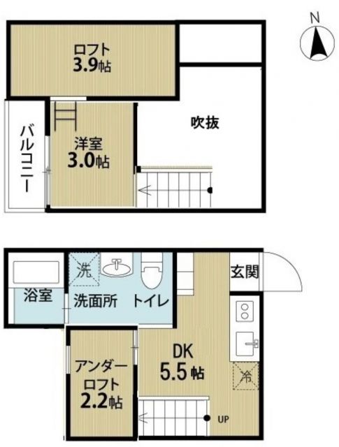 千葉市中央区東千葉のアパートの間取り