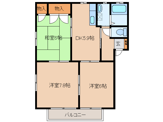 岩国市車町のアパートの間取り