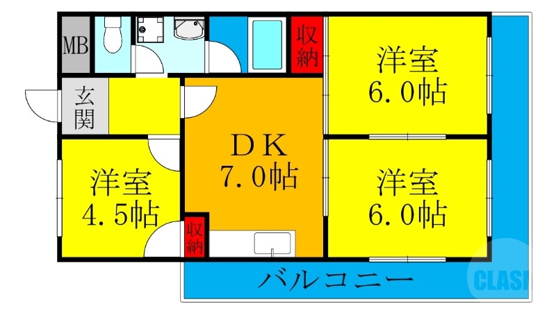 大阪市東淀川区豊新のマンションの間取り